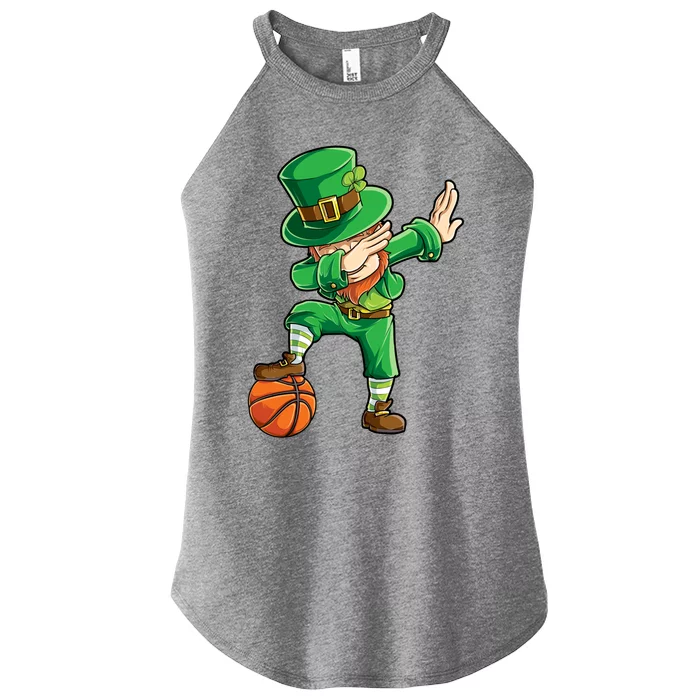 Dabbing Leprechaun St Patricks Day Basketball Funny Gift Great Gift Women’s Perfect Tri Rocker Tank