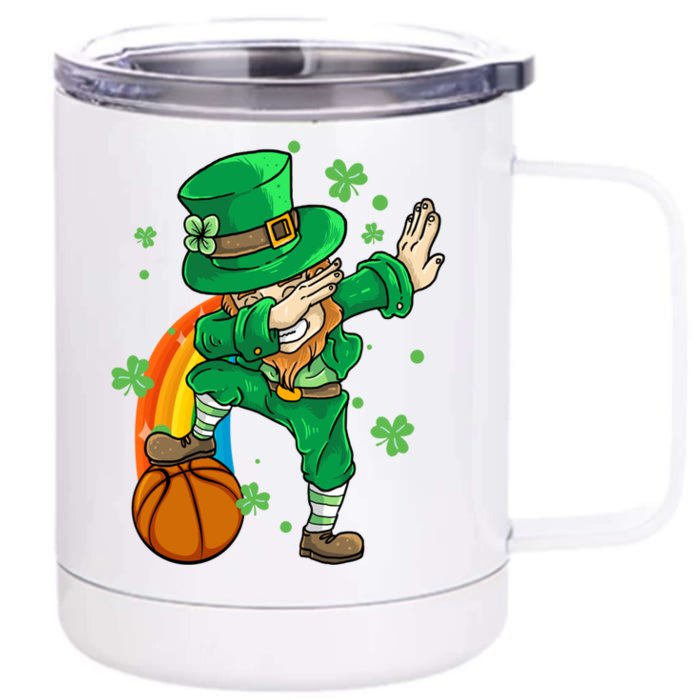 Dabbing Leprechaun St Patricks Day Basketball Cool Gift Front & Back 12oz Stainless Steel Tumbler Cup