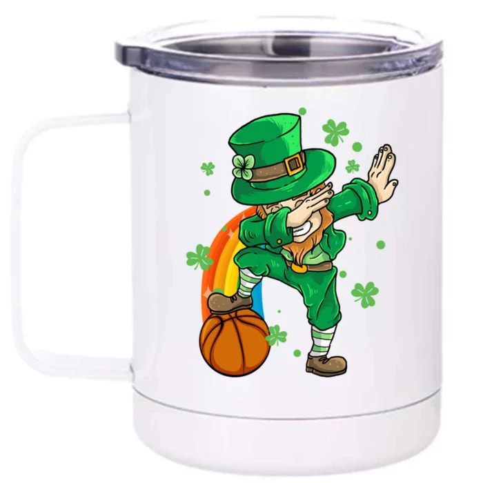 Dabbing Leprechaun St Patricks Day Basketball Cool Gift Front & Back 12oz Stainless Steel Tumbler Cup