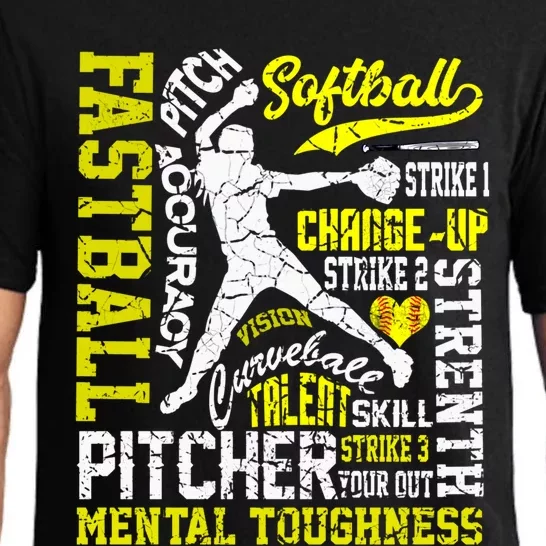 Distressed Look Softball Pitcher Best Traits For Teen Gift Pajama Set