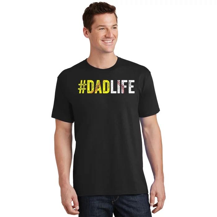 Dad Life Softball Daddy Baseball Sports Lover Fathers Day T-Shirt