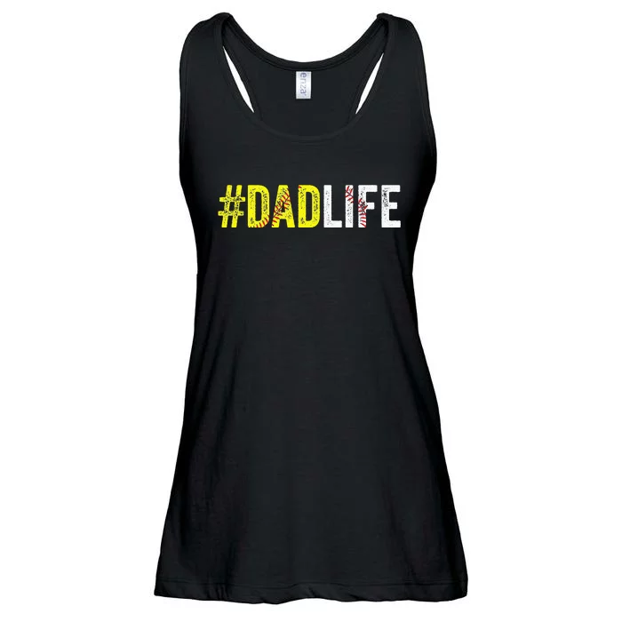 Dad Life Softball Daddy Baseball Sports Lover Fathers Day Ladies Essential Flowy Tank