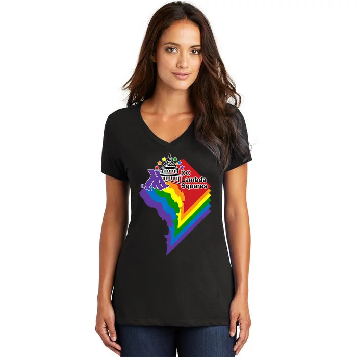 DC Lambda Squares Apparel Women's V-Neck T-Shirt