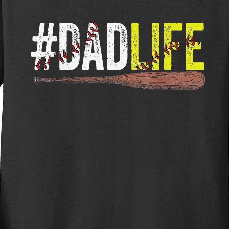 Dad Life Softball Daddy Baseball Sports Lover Father's Day Kids Long Sleeve Shirt