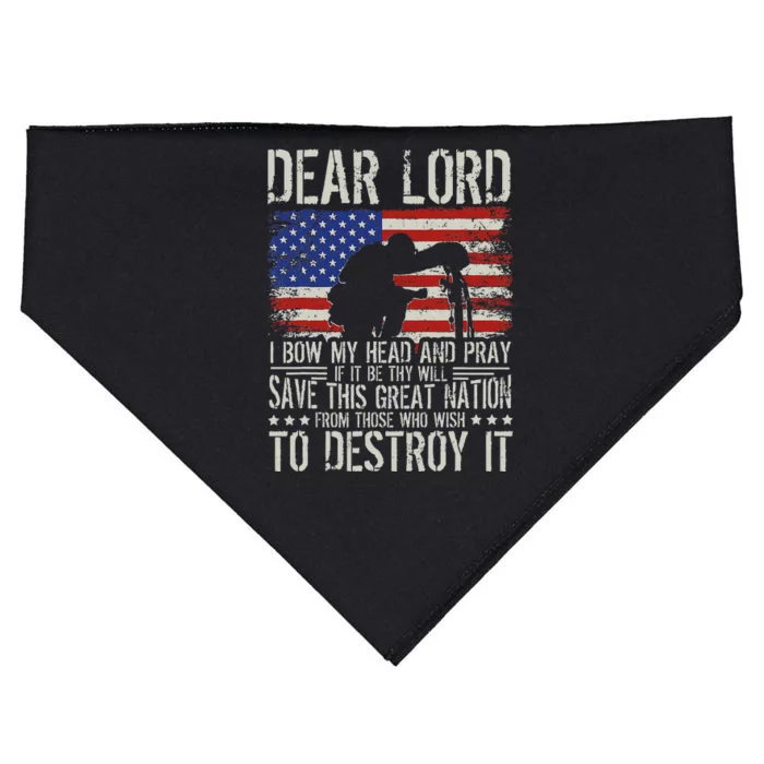 Dear Lord Save This Great Nation Jesus & Trump Maga Gift USA-Made Doggie Bandana