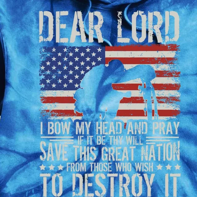 Dear Lord Save This Great Nation Jesus And Trump Maga Gift Tie Dye Hoodie