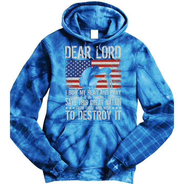 Dear Lord Save This Great Nation Jesus And Trump Maga Gift Tie Dye Hoodie