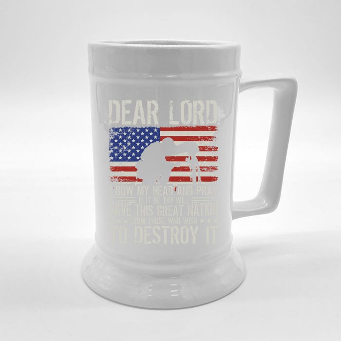 Dear Lord Save This Great Nation Jesus And Trump Maga Gift Front & Back Beer Stein