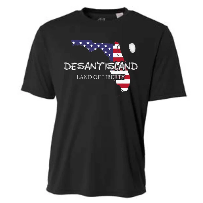 DeSantisLand Land State Of Liberty Florida Map Patriotic Cooling Performance Crew T-Shirt