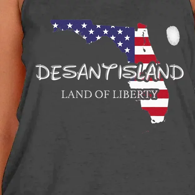 DeSantisLand Land State Of Liberty Florida Map Patriotic Women's Knotted Racerback Tank