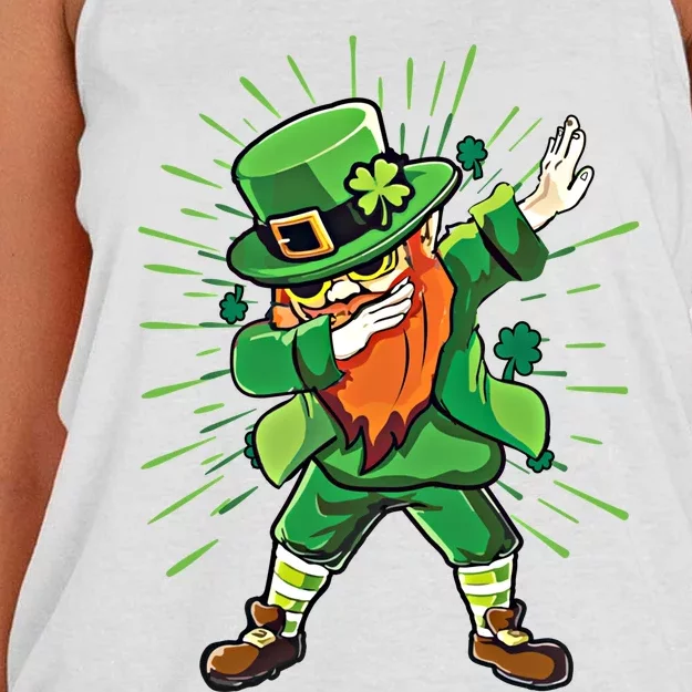 Dabbing Leprechaun Shamrock Clover Saint Paddy St PatrickS Gift Women's Knotted Racerback Tank