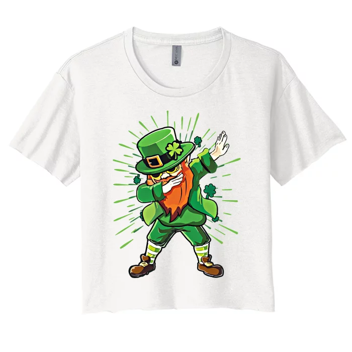 Dabbing Leprechaun Shamrock Clover Saint Paddy St PatrickS Gift Women's Crop Top Tee