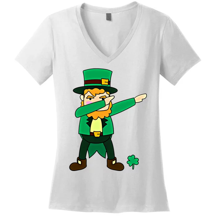 Dabbing Leprechaun St Patricks Day Dab Dance Gift Women's V-Neck T-Shirt