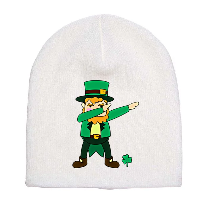 Dabbing Leprechaun St Patricks Day Dab Dance Gift Short Acrylic Beanie