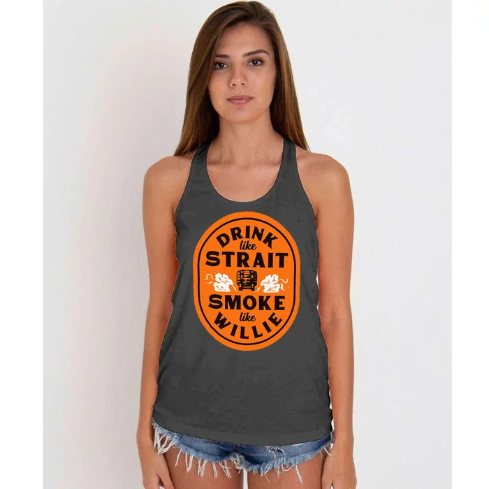 Drink Like S.T.R.A.I.T. Smoke Like Willie Women's Knotted Racerback Tank