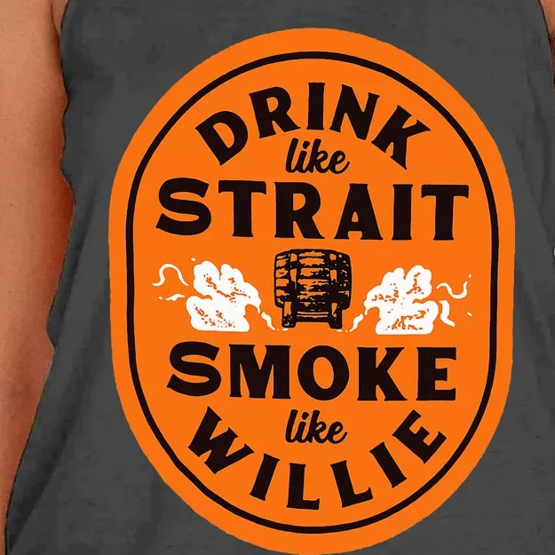 Drink Like S.T.R.A.I.T. Smoke Like Willie Women's Knotted Racerback Tank