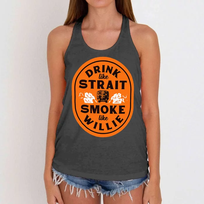 Drink Like S.T.R.A.I.T. Smoke Like Willie Women's Knotted Racerback Tank