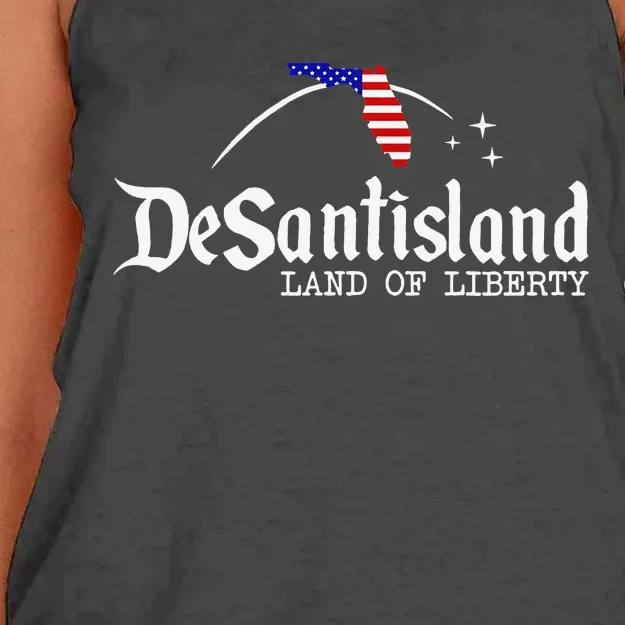 DeSantisLand Land State of Liberty Florida Map Patriotic Women's Knotted Racerback Tank