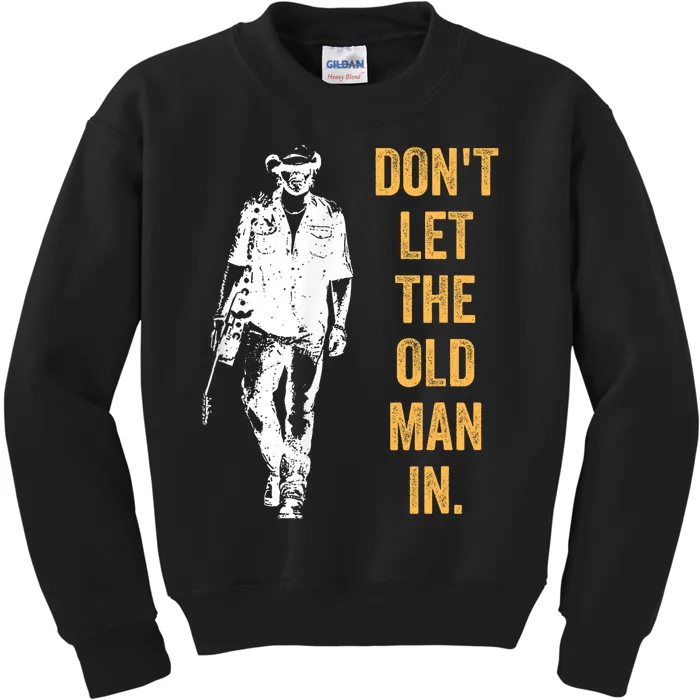 DonT Let The Old Man In Guitar Walking Cool Cow Boy Vintage Kids Sweatshirt