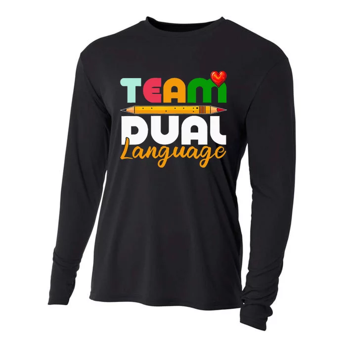 Dual Language Teachers Back To School Squad Cooling Performance Long Sleeve Crew