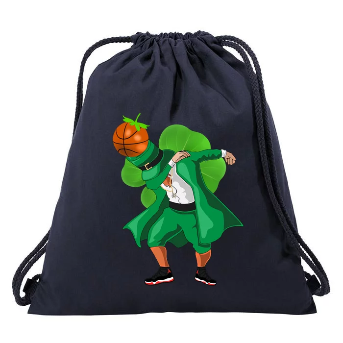 Dabbing Leprechaun Tee St Patricks Day Gift Basketball Tee Drawstring Bag