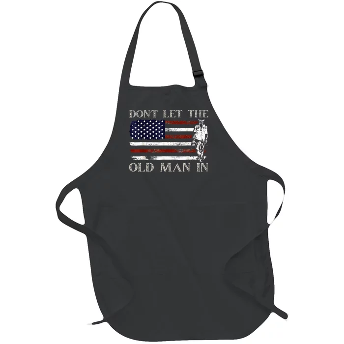 DonT Let The Old Man In Vintage American Flag Full-Length Apron With Pocket