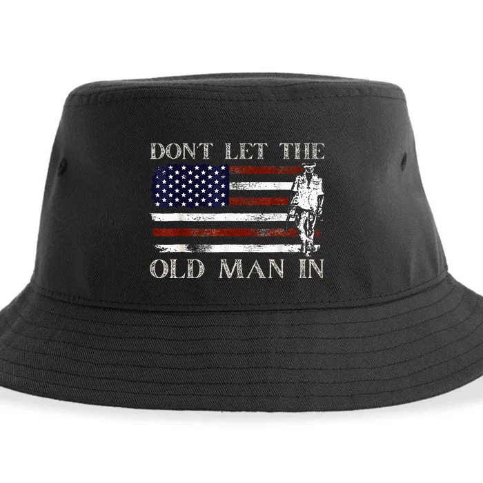 DonT Let The Old Man In Vintage American Flag Sustainable Bucket Hat