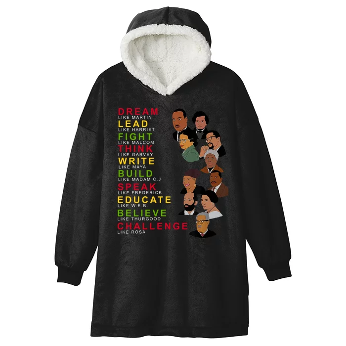 Dream Lead Think Educate Black History Month Hooded Wearable Blanket