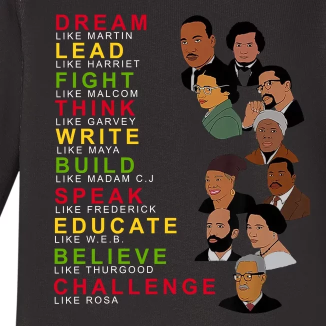 Dream Lead Think Educate Black History Month Baby Long Sleeve Bodysuit