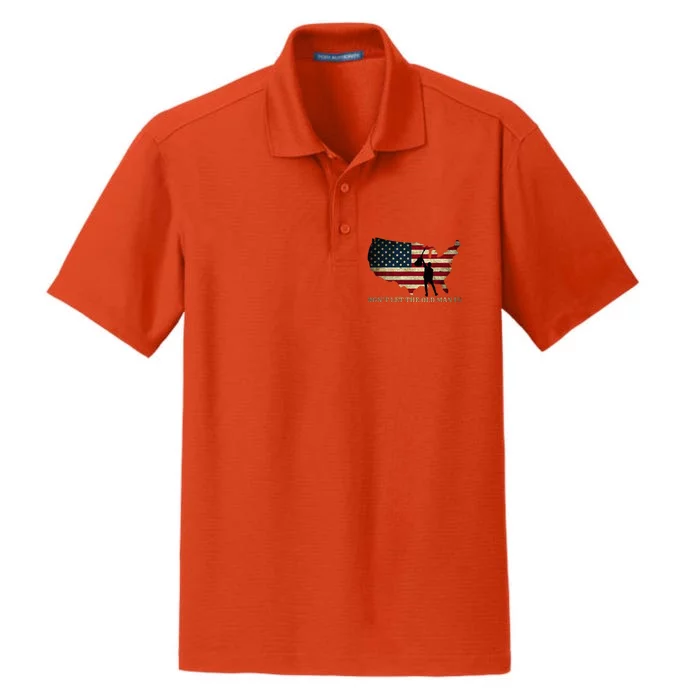 Dont Let The Old Man In American Flag Guitar Dry Zone Grid Performance Polo