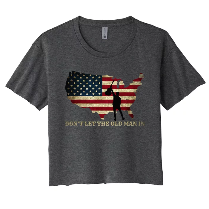 Dont Let The Old Man In American Flag Guitar Women's Crop Top Tee