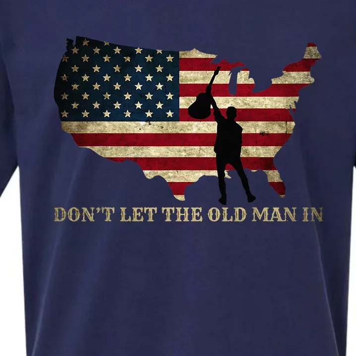 Dont Let The Old Man In American Flag Guitar Sueded Cloud Jersey T-Shirt