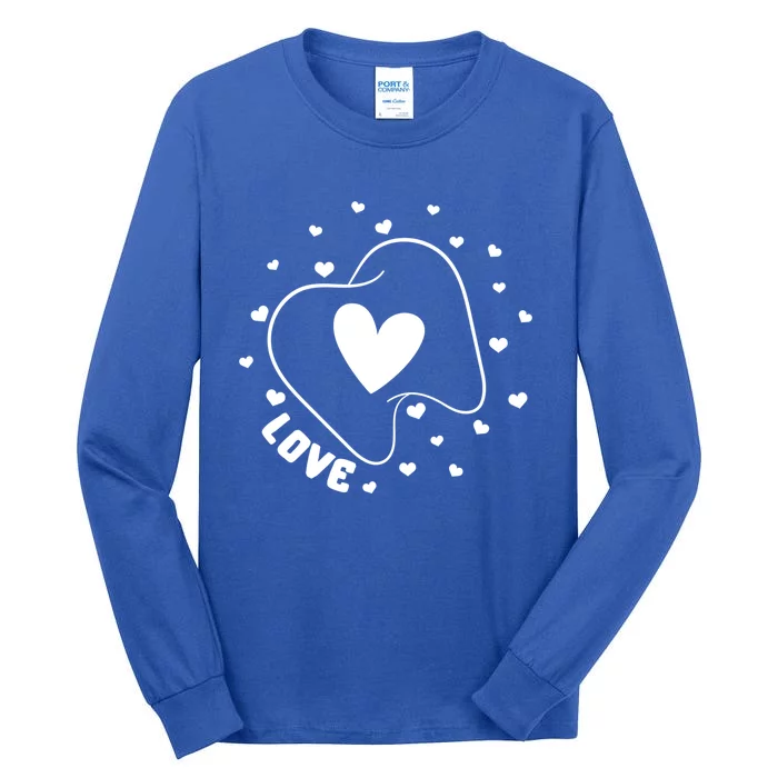 Dentist Love Teeth Heart Valentines Day Dental Assistant Gift Tall Long Sleeve T-Shirt