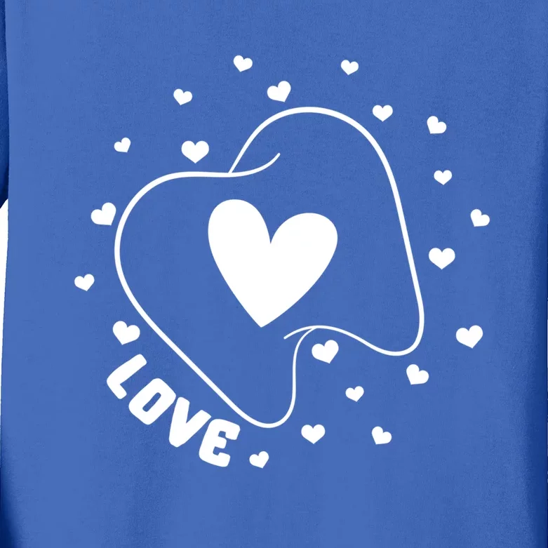 Dentist Love Teeth Heart Valentines Day Dental Assistant Gift Kids Long Sleeve Shirt