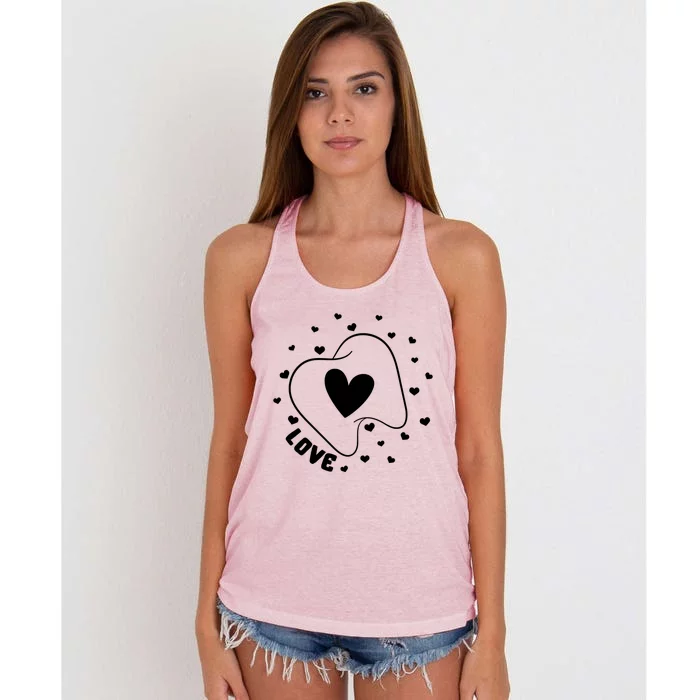 Dentist Love Teeth Heart Valentines Day Dental Assistant Gift Women's Knotted Racerback Tank