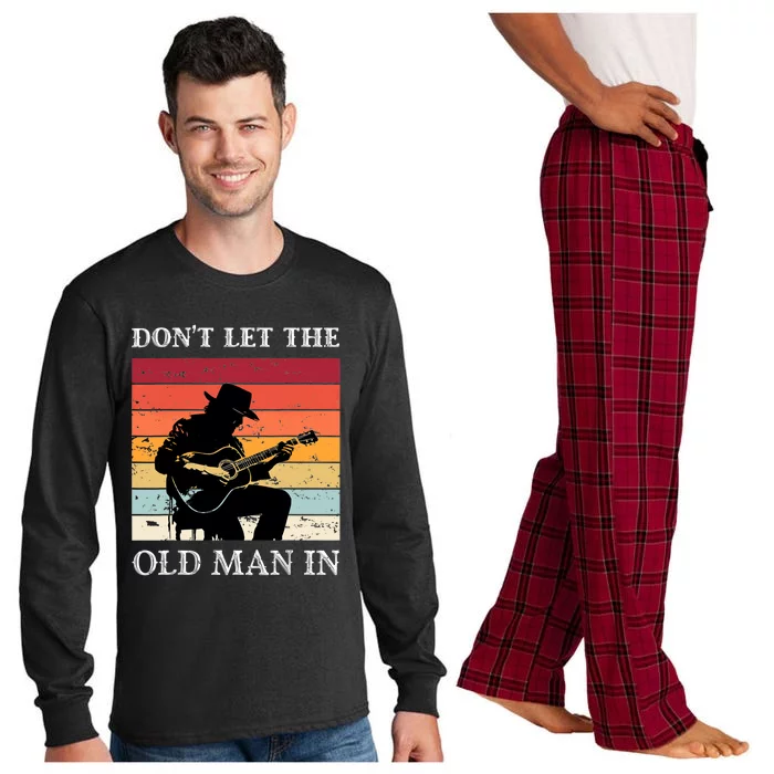 DonT Let The Old Man In Vintage Cowboy With A Guitar Long Sleeve Pajama Set