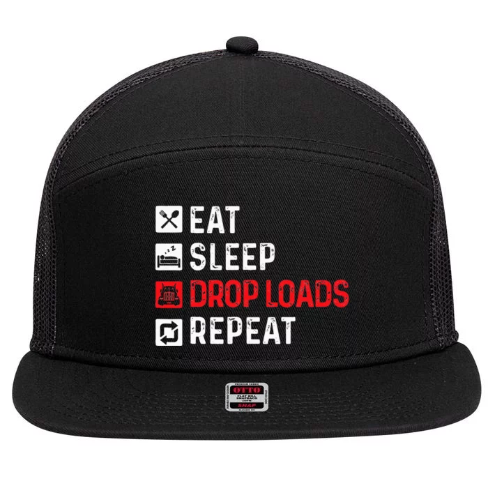 Drop Loads Trucker Semi Truck Driver Big Rig Trucking 7 Panel Mesh Trucker Snapback Hat