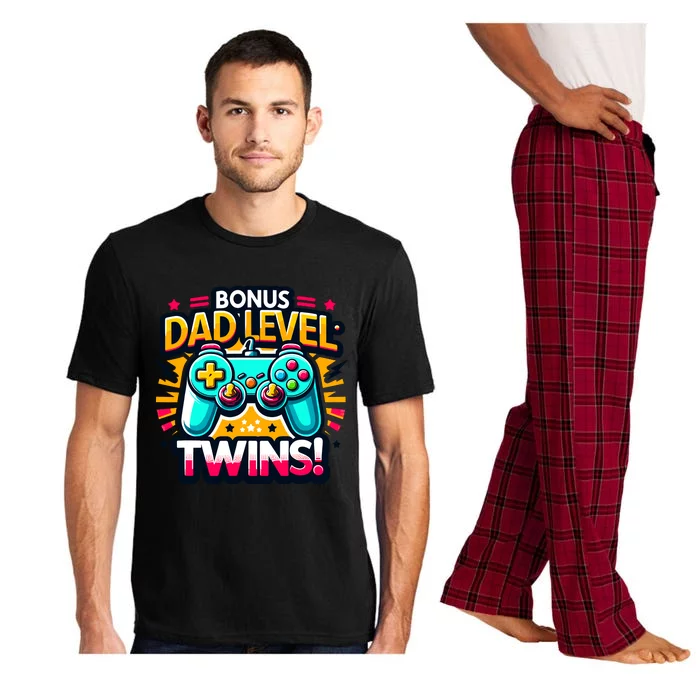 Dad Level: Twins! Funny And Playful Typography Twin Dad Pajama Set