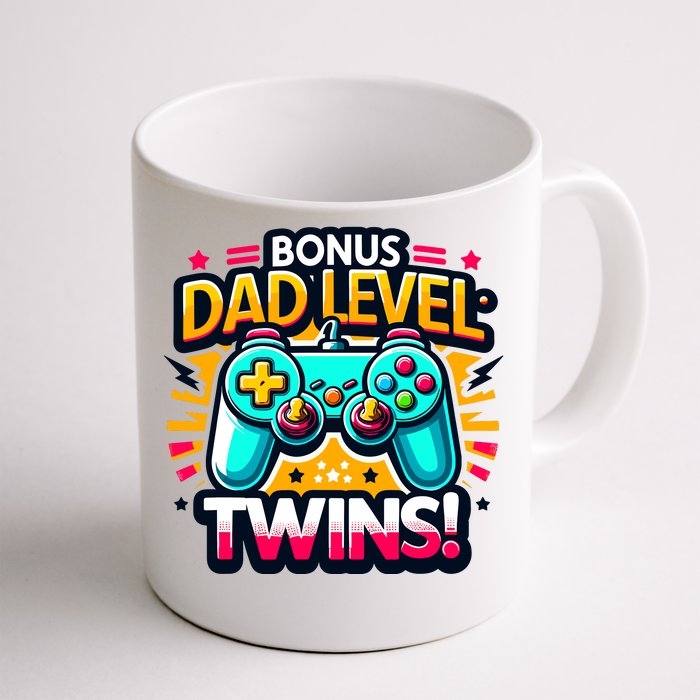 Dad Level: Twins! Funny And Playful Typography Twin Dad Front & Back Coffee Mug