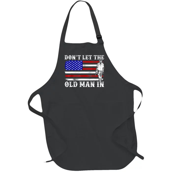 DonT Let The Old Man In Vintage American Flag Full-Length Apron With Pocket