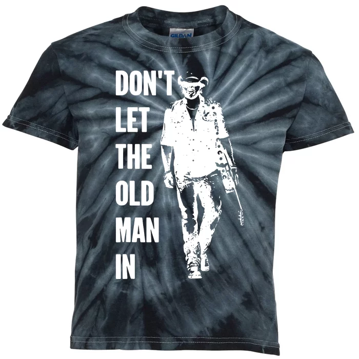 Dont Let The Old Man In Vintage Walking With A Guitar Kids Tie-Dye T-Shirt