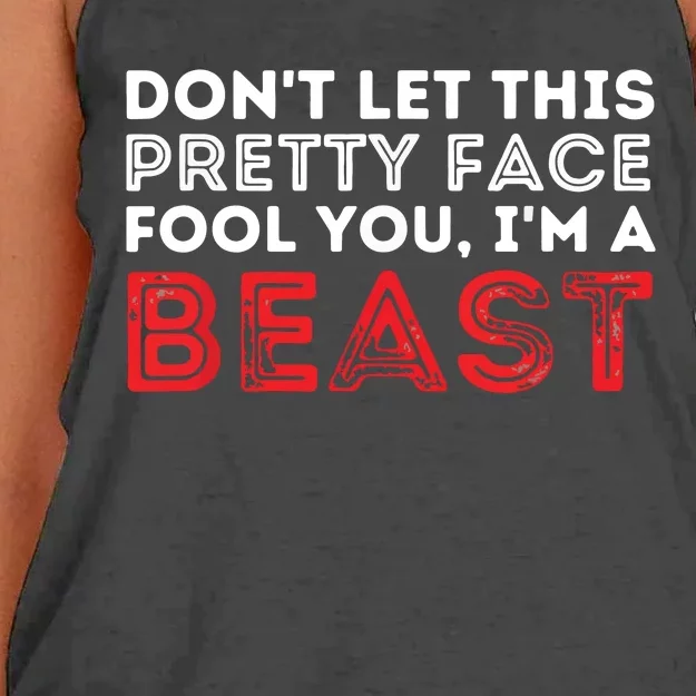 Dont Let This Pretty Face Fool You Wrestling Wrestler Women's Knotted Racerback Tank