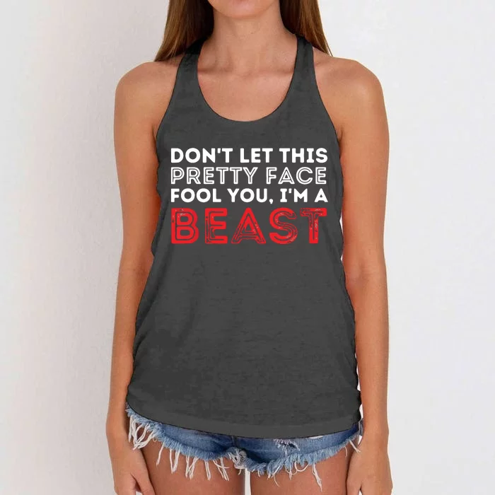 Dont Let This Pretty Face Fool You Wrestling Wrestler Women's Knotted Racerback Tank