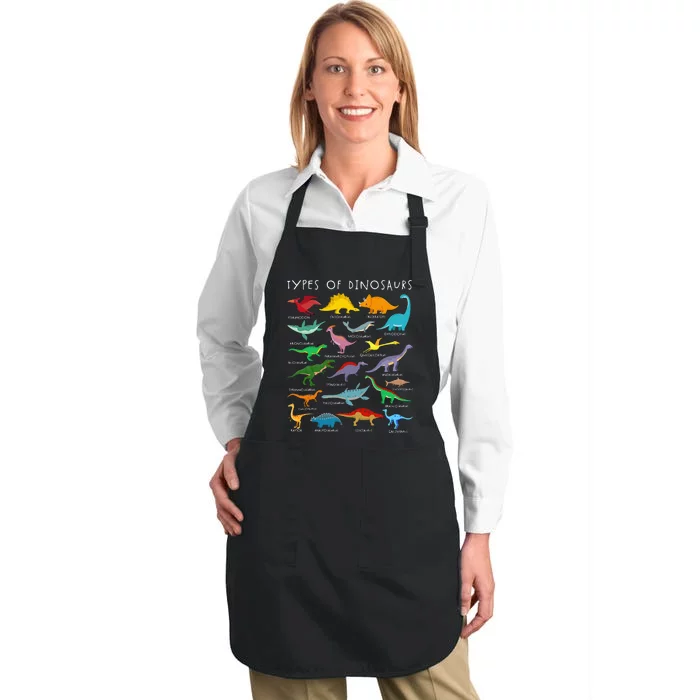 Dinosaur Lover Types Of Dinosaurs Different Dinosaurs Full-Length Apron With Pocket