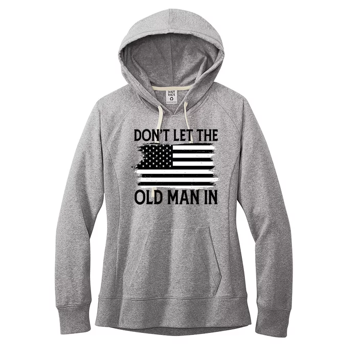 Dont Let The Old Man In Vintage American Flag Women's Fleece Hoodie