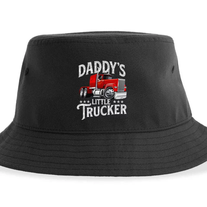 Daddy's Little Trucker Semi Truck Driver Trucking Sustainable Bucket Hat