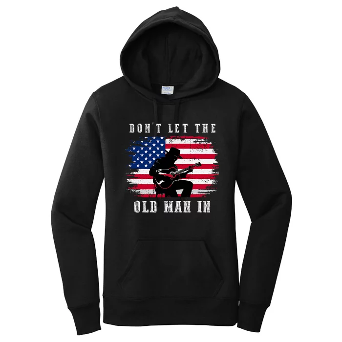 Dont Let The Old Man In Vintage American Flag Women's Pullover Hoodie