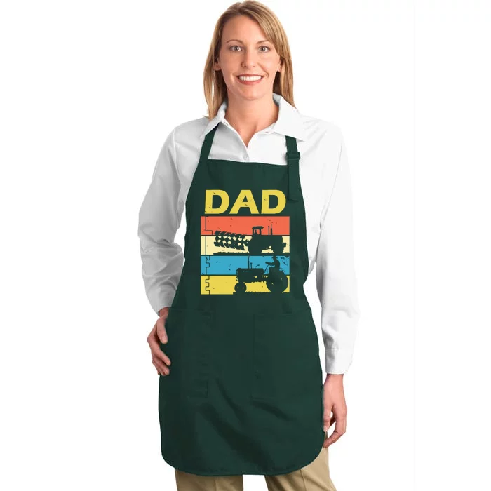 Dad Life Tractor Farmer Retro Tractor Full-Length Apron With Pocket