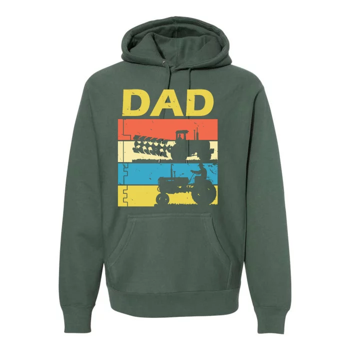 Dad Life Tractor Farmer Retro Tractor Premium Hoodie