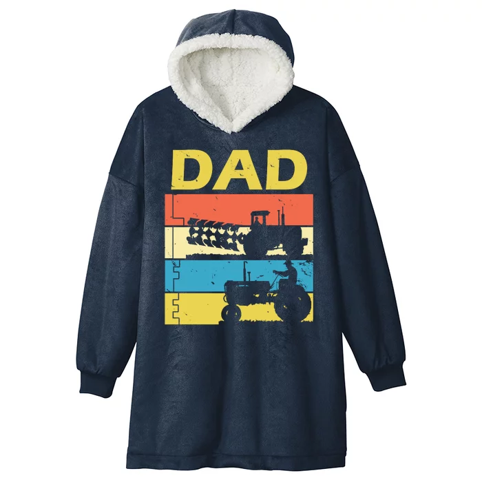 Dad Life Tractor Farmer Retro Tractor Hooded Wearable Blanket